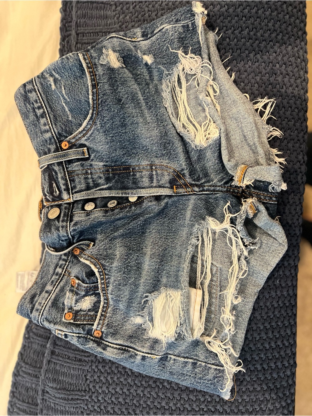 Levi's Distressed Blue Denim Jean Shorts